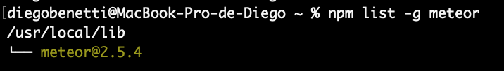 npm global meteor installed version