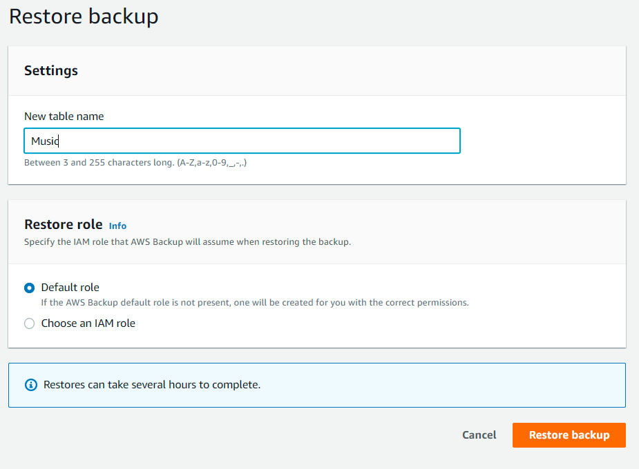 Restore a backup