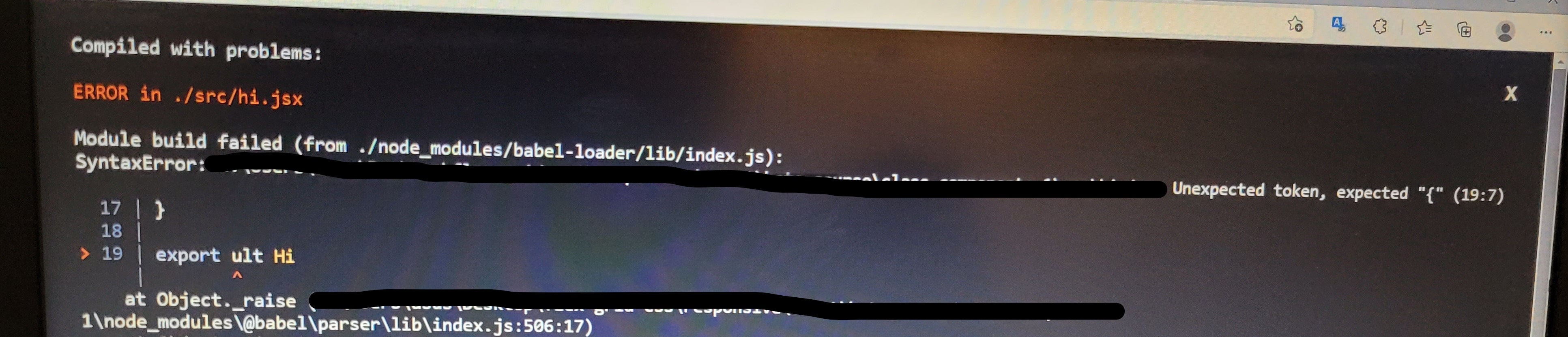 error page in new project