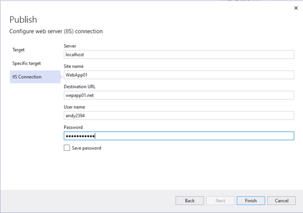 publish settings