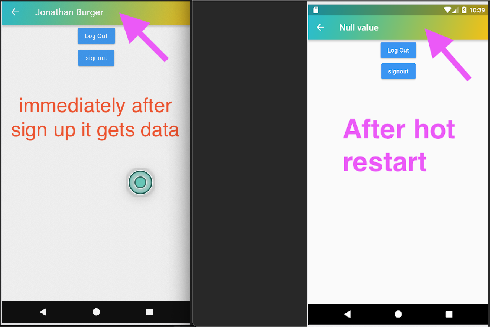 before and after "Restarting emulator "