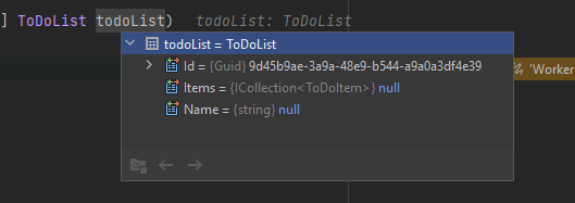 Screenshot of debugger