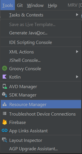 tools menu