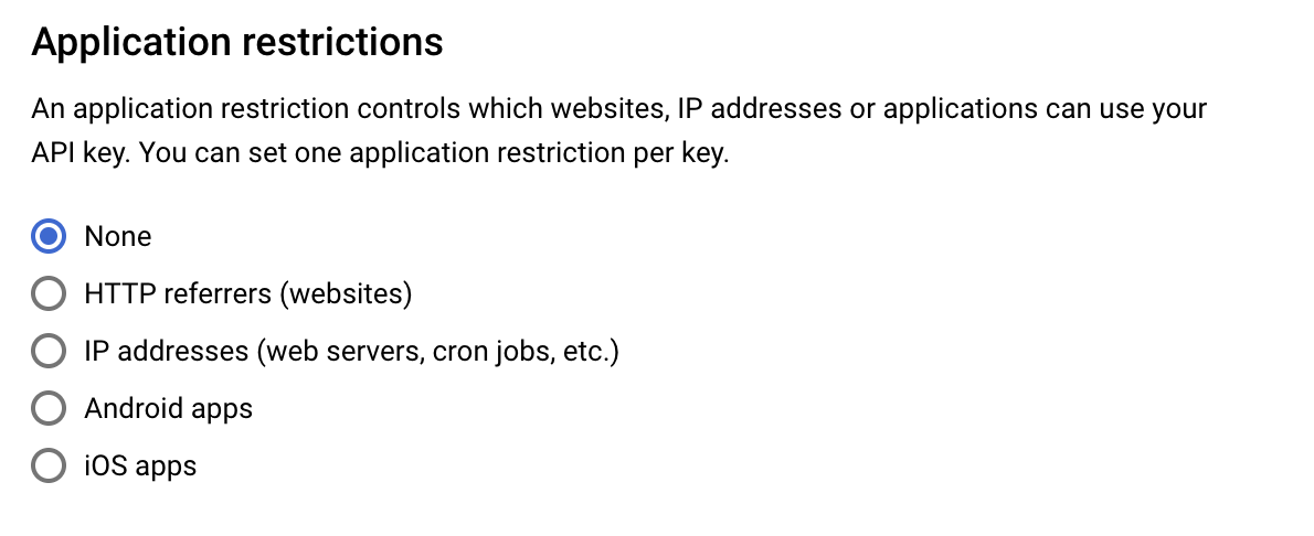Answer is to remove the restrictions in Google Cloud Console 