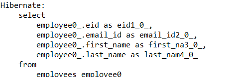 The query being run by hibernate includes the eid in select query, still I am not getting it in response