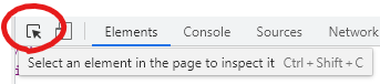 Screenshot of "select an element" in devtools