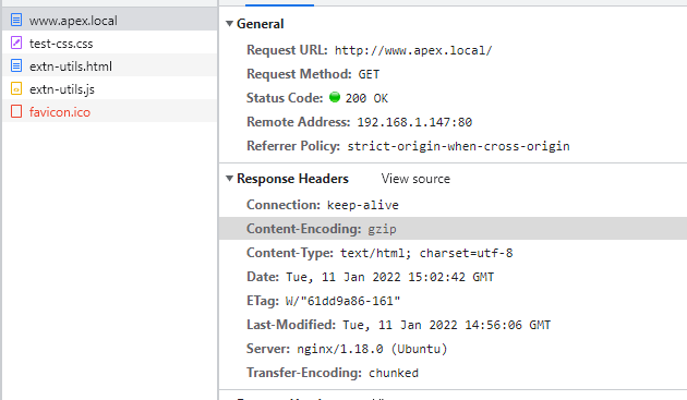 Example showing index.html in developer console