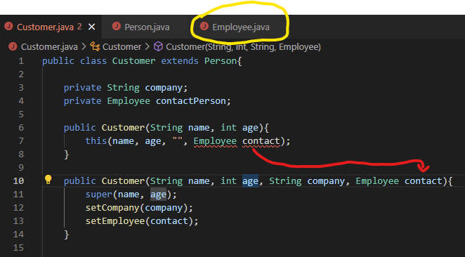 Customer Class excerpt