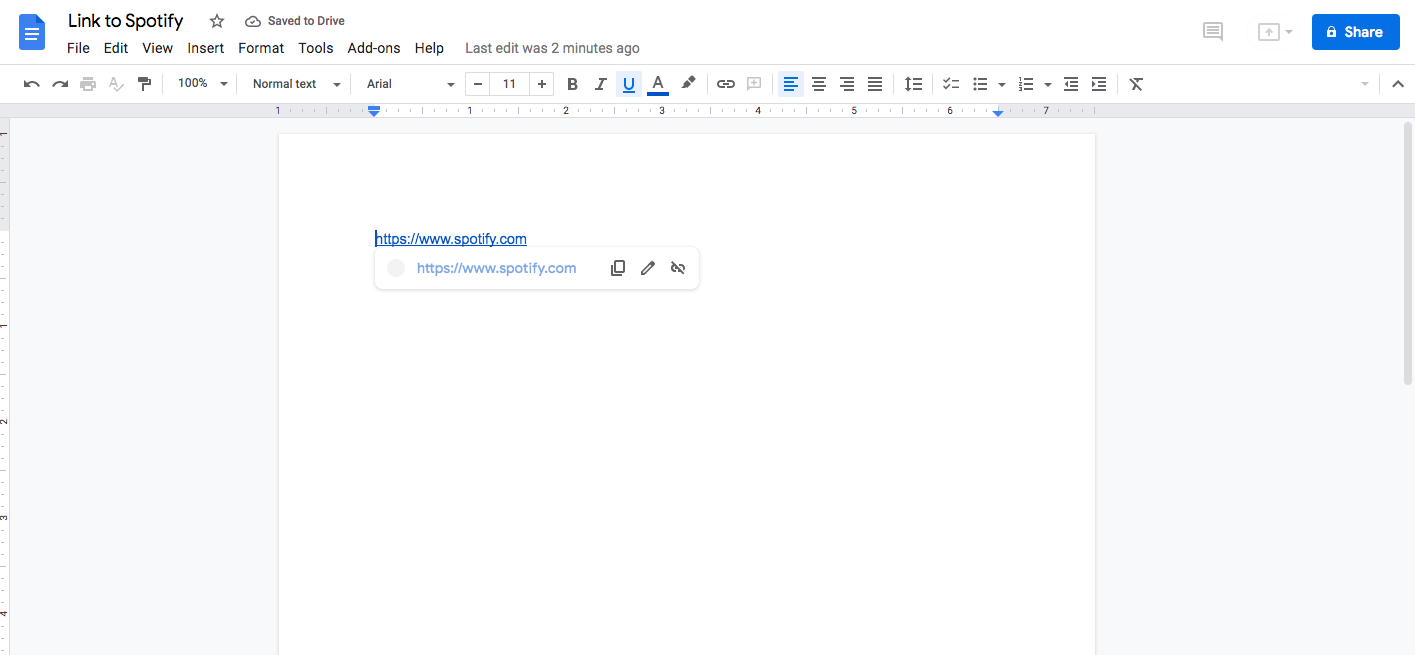 Google drive doc with url in it