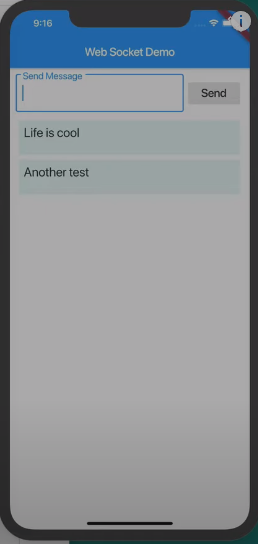 A simple textfield and send button. Below the received messages are displayed