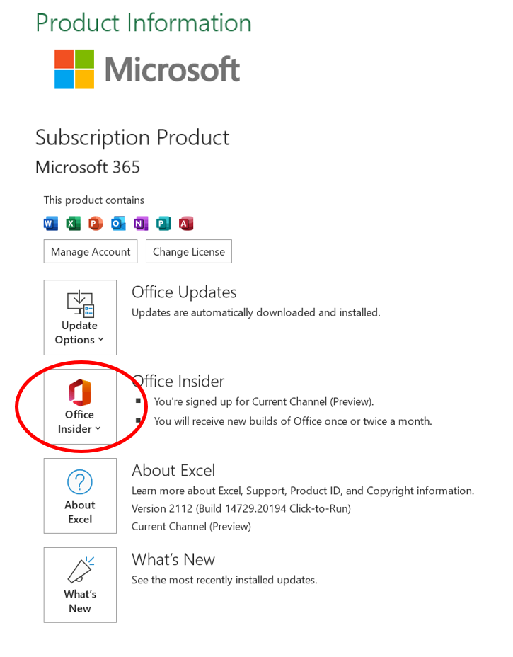 Office a/c info and Insider details