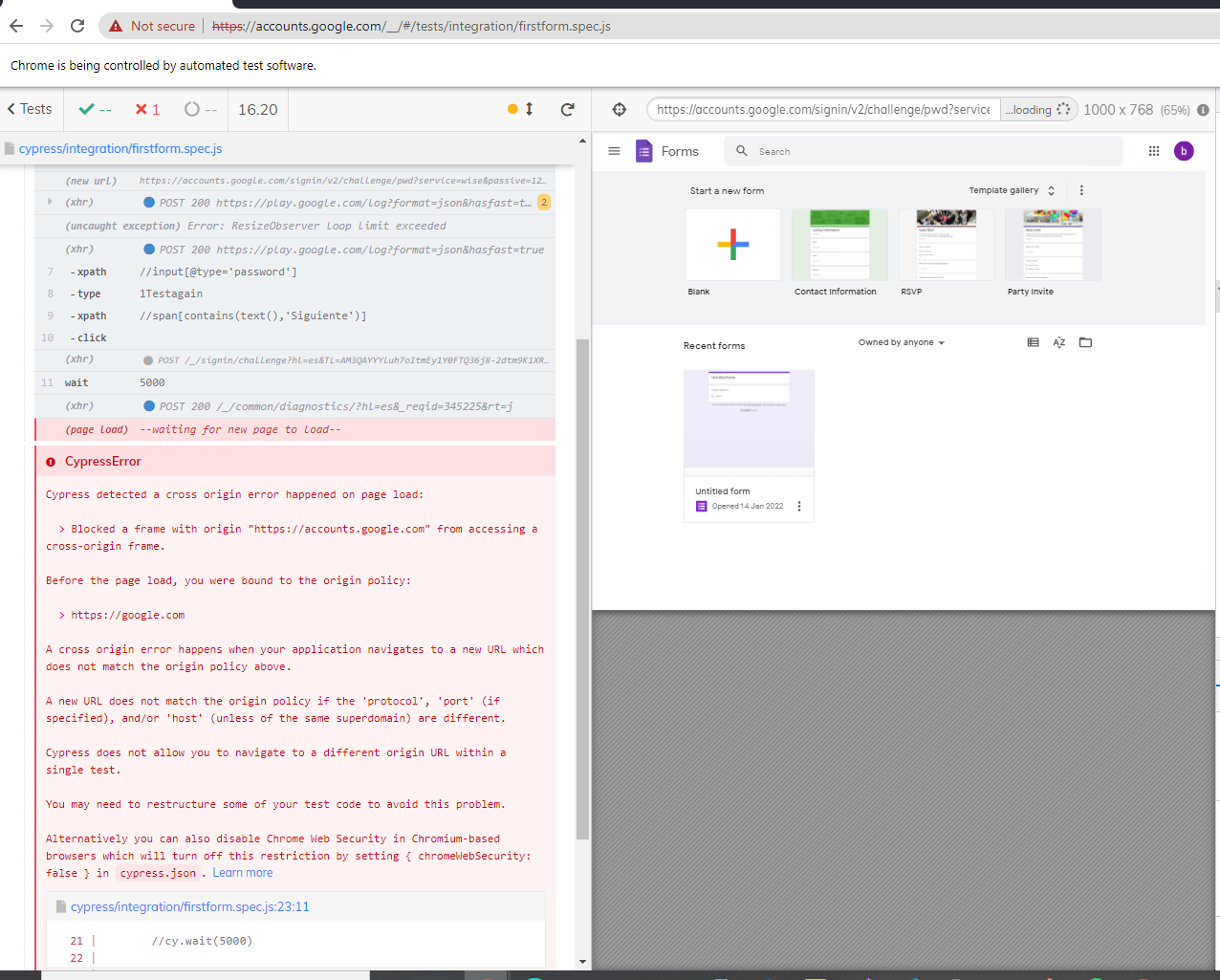 see error