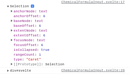Result of logging selection and selection.anchorNode