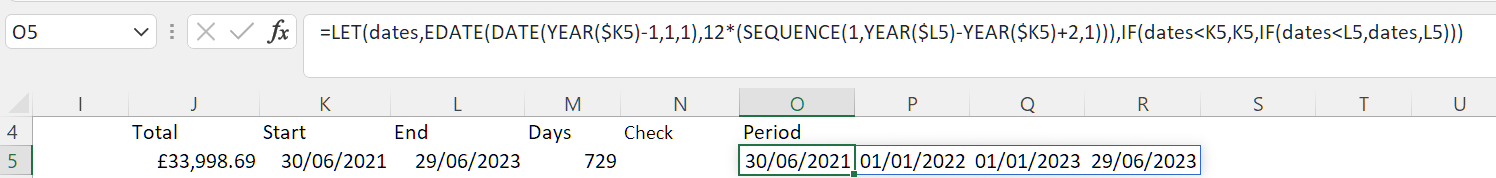 First part - series of dates of appropriate length/span
