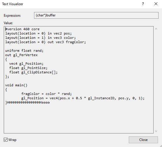 buffer content after reading a file with fread