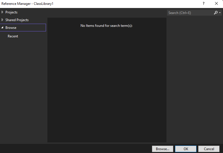 Screenshot of the Reference Manager within Visual Studio