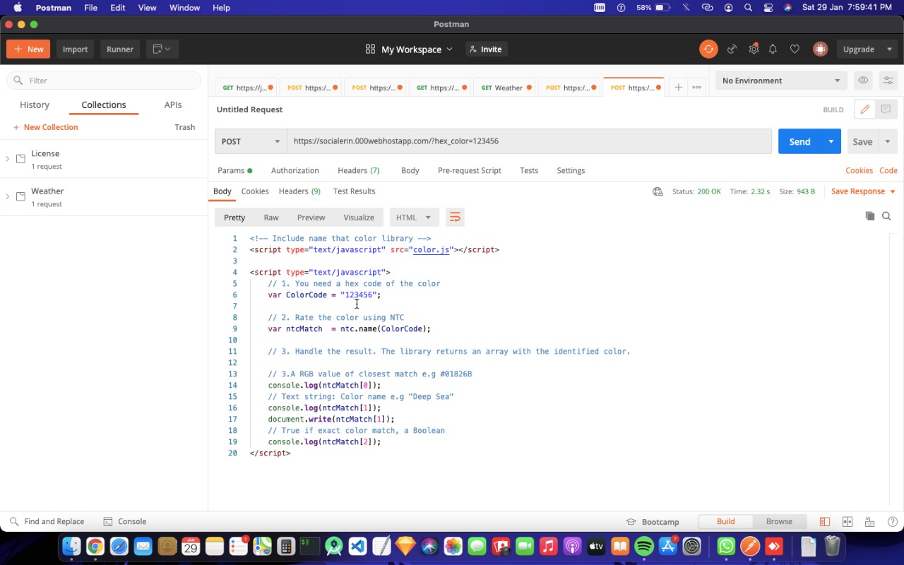result image from postman