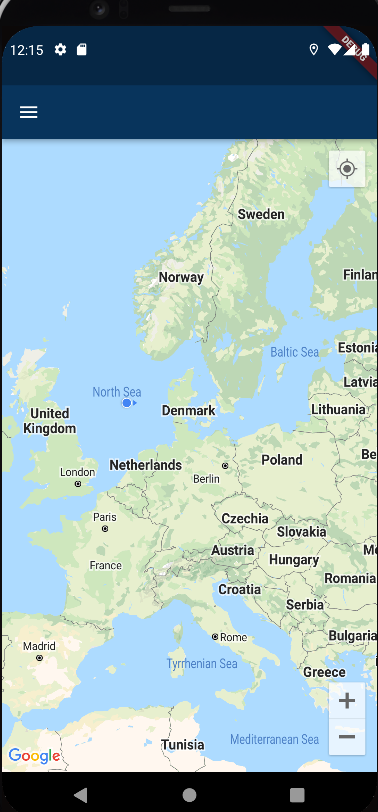 screenshot of the map in app