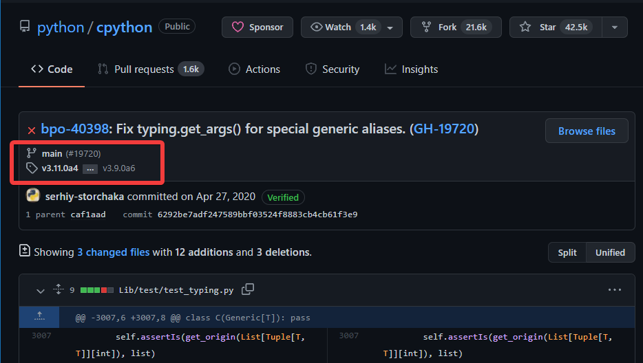 GitHub screenshot of commit