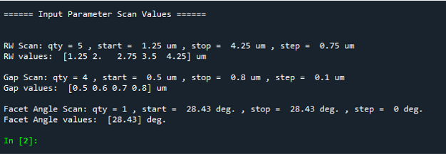 screenshot of output