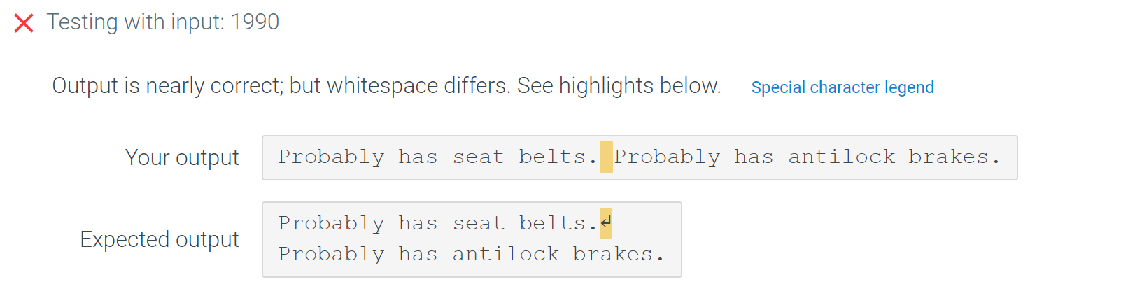 a space after the sentence