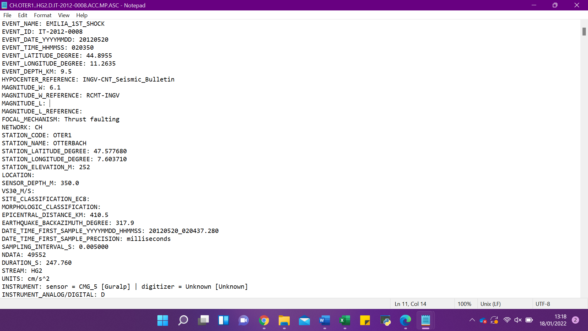 ASCII file example