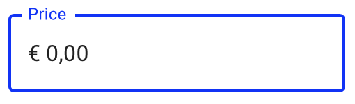 Preview of a TextField input only accepting prices with 2 digits behind the comma