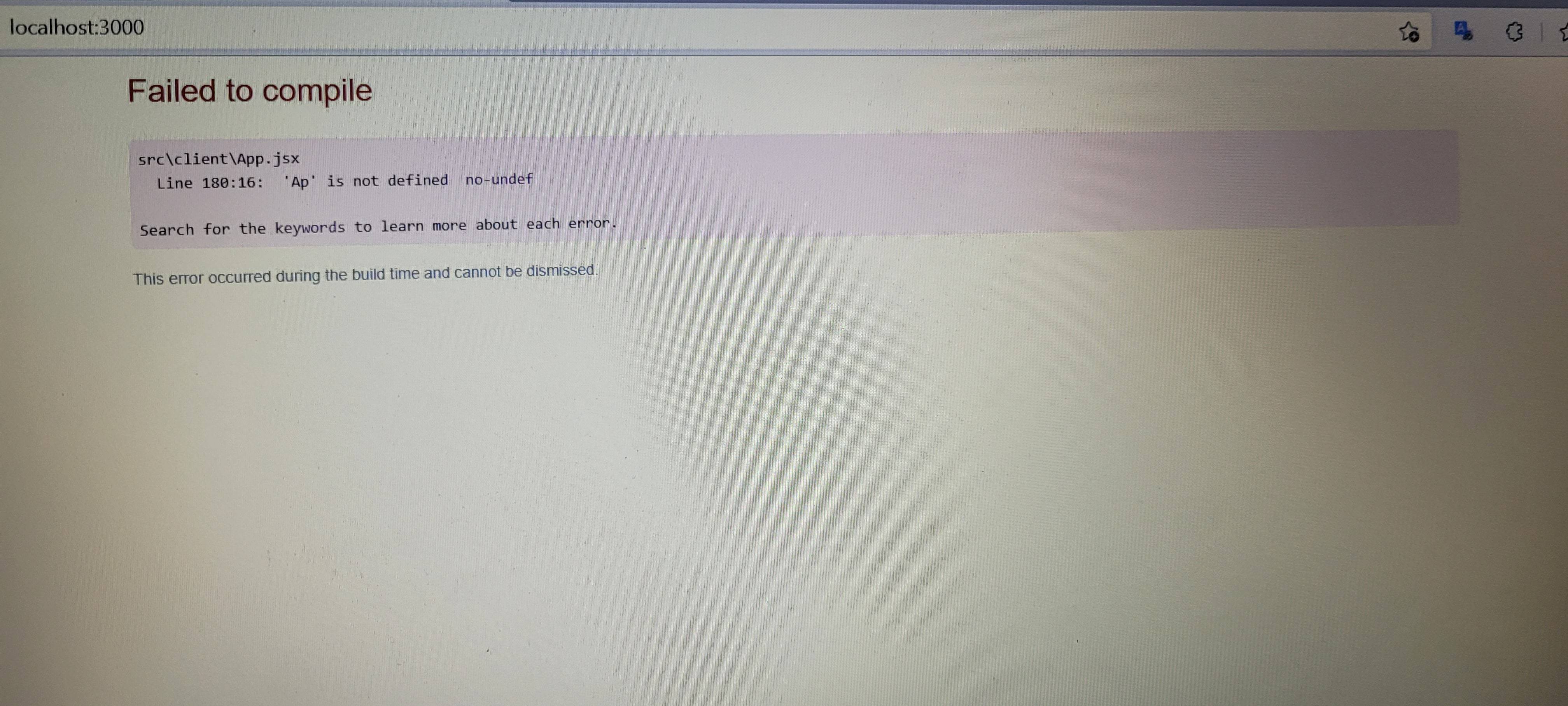 old project error page