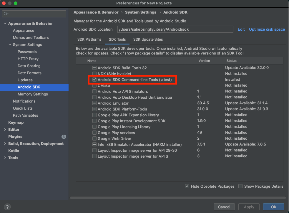 Android SDK Command-Line Tools