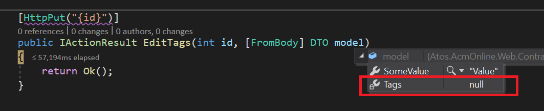 model.Tags is null