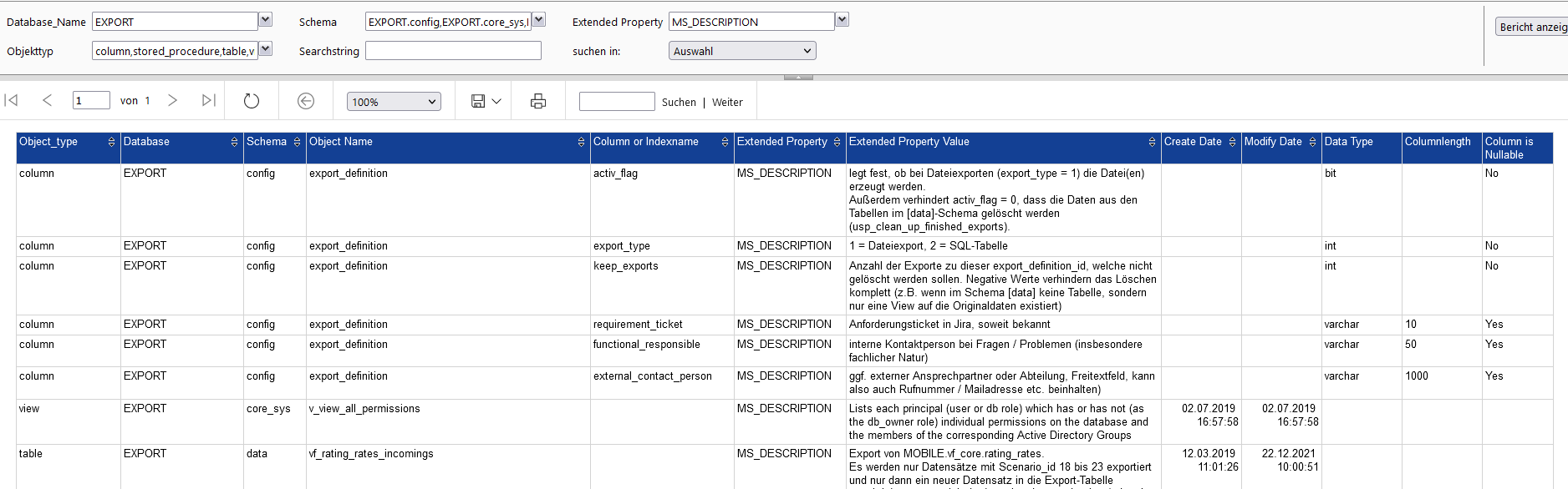 Report for search and browse dbo.documentation