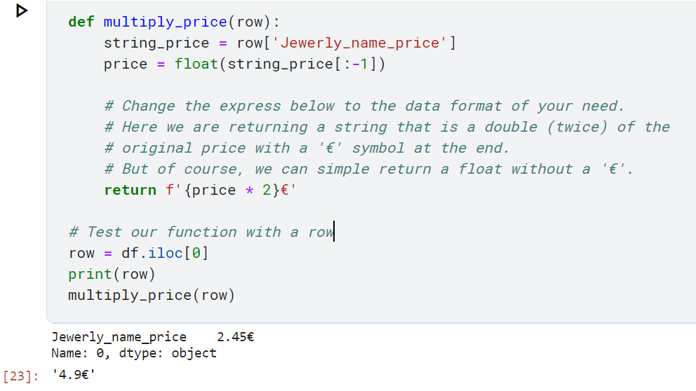 Define a function to do the price calculation