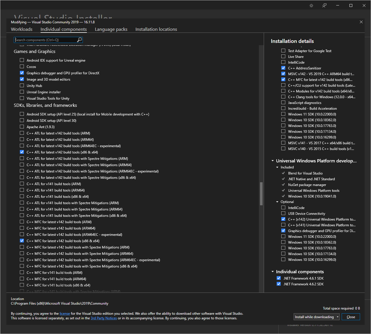 individual components Games and Graphics and SDKs, libraries and frameworks part 1