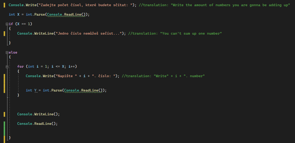 Screenshot of source code