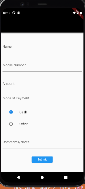 Screen shot of my application on android emulator with mainAxisAlignment spaceEvenly.