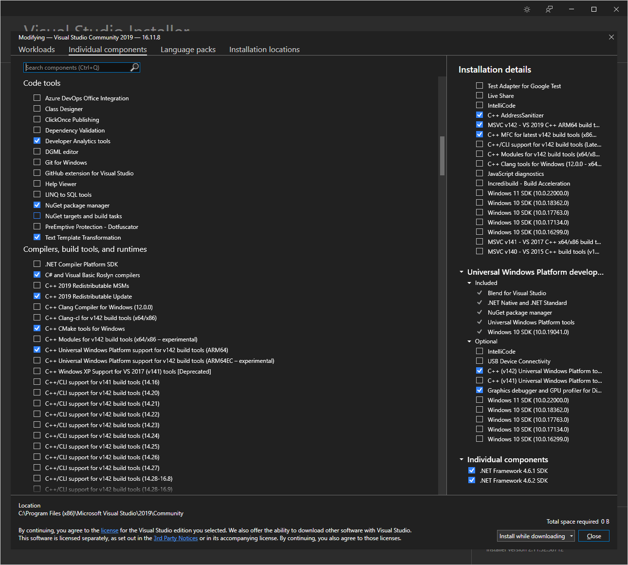 individual components Code tools