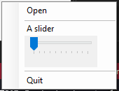 Context menu with trackbar