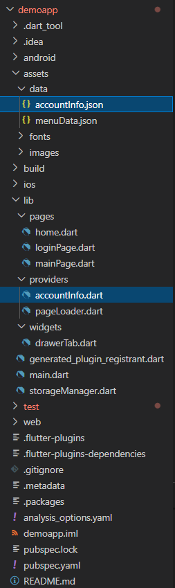 Directory of accountInfo.json and accountInfo.dart