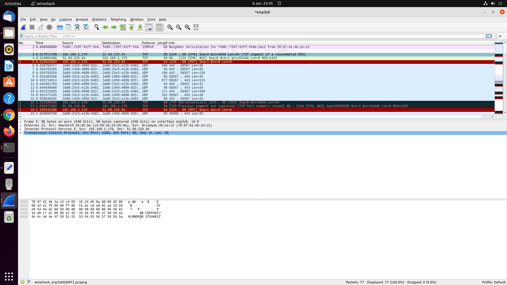 PF_INET Version Wireshark capture