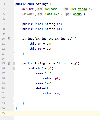 enum with values in java