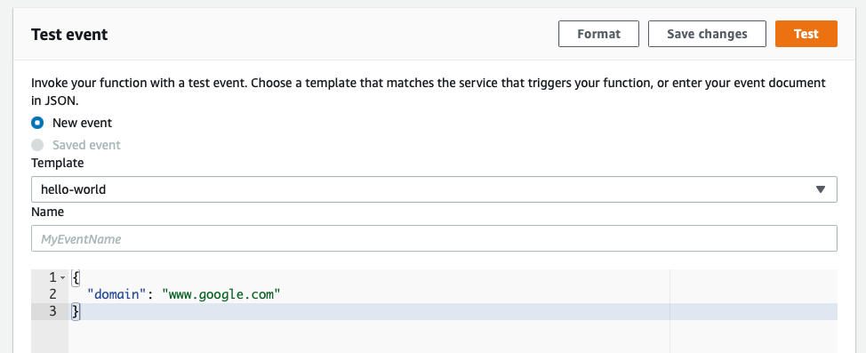 Invoke Lambda in AWS Console