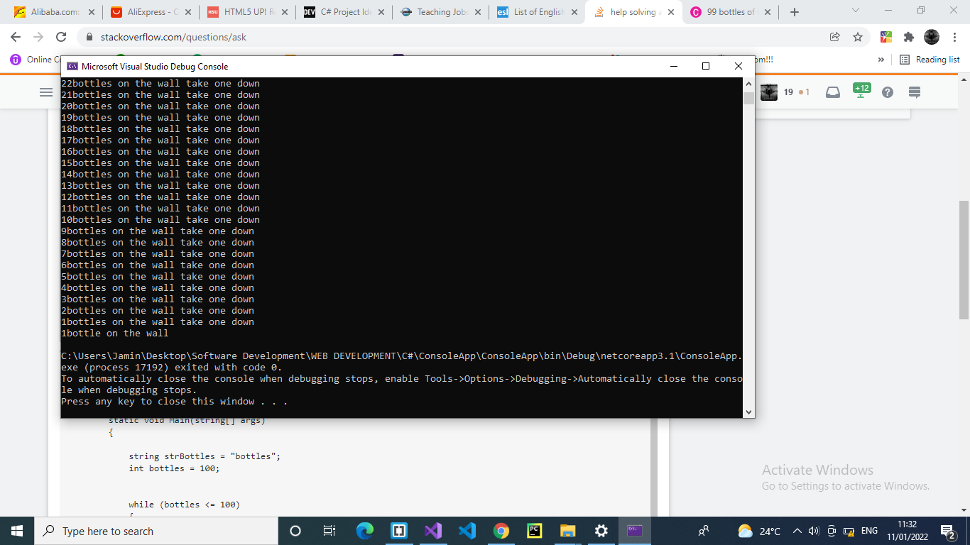 and this image is the code being run