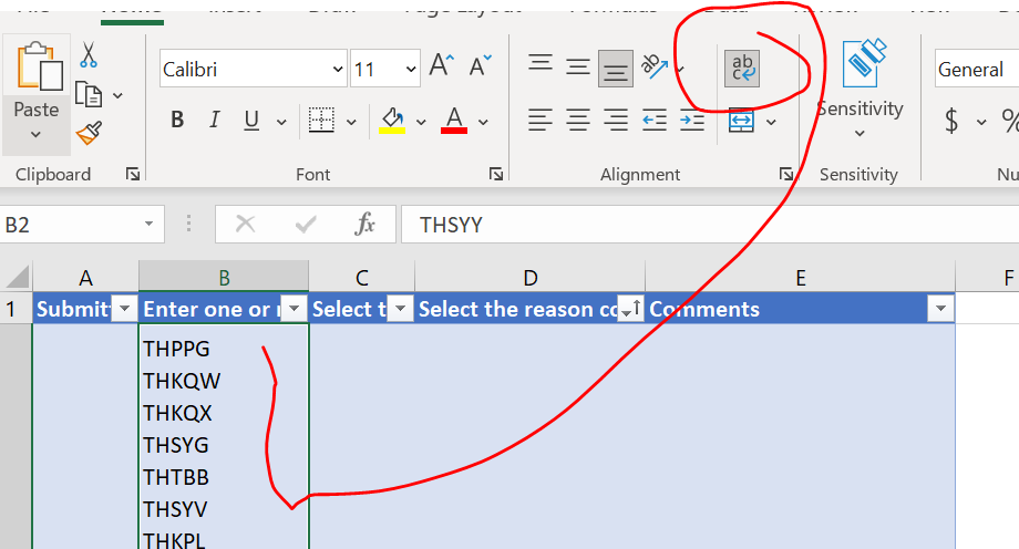 Original excel data without ;