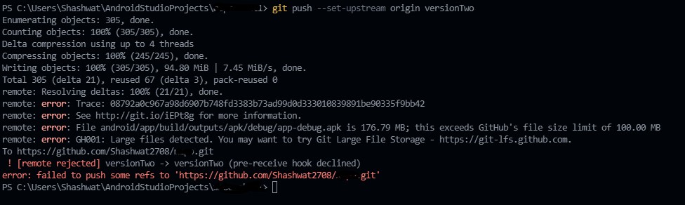 The screenshot that has the error
