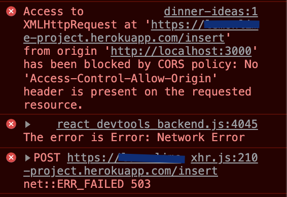 Network Error 503