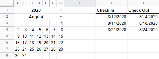 Screencap of spreadsheet