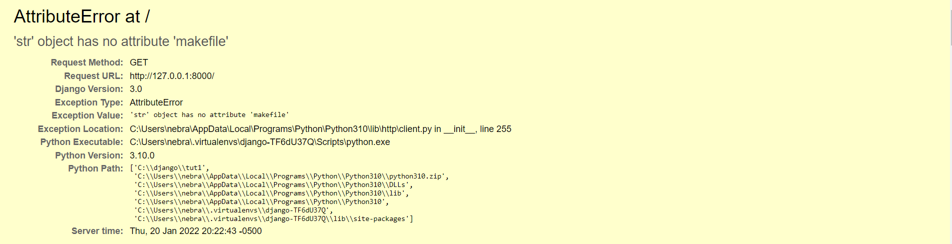Error message