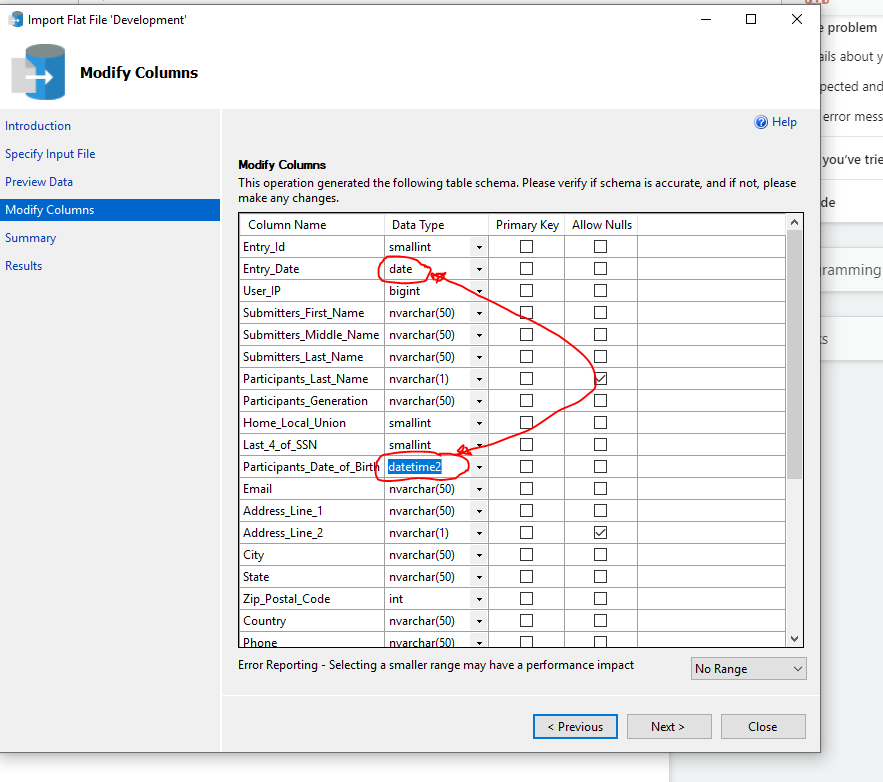 Screenshot of the issue