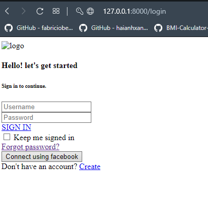 login page