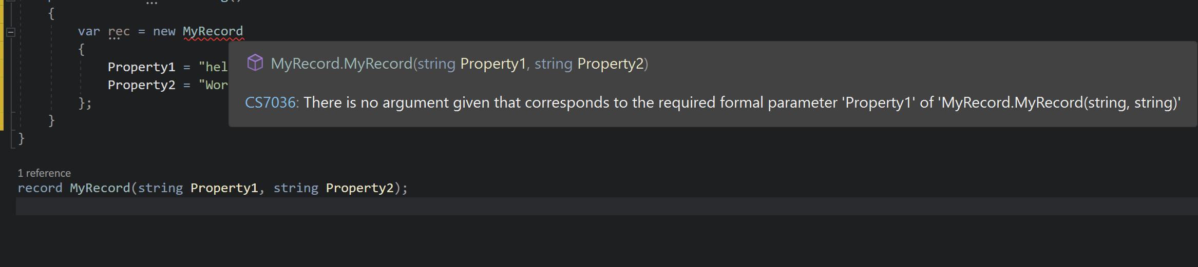 Error when using record's init setters